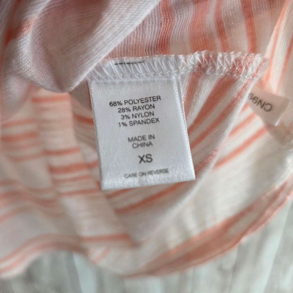 Women's Soho White Pink Striped Cold Shoulder Short Sleeve Tee XS - Picture 6 of 7